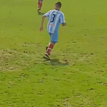 a soccer player wearing a jersey with the number 3 on it