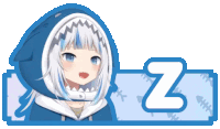 a picture of a girl with a shark hood and the letter z below her