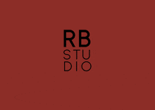 a red background with rb studio written in black