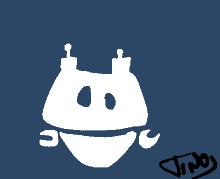 a blue background with a drawing of a robot and the name timo on it