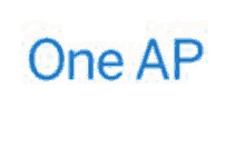 the logo for one ap is blue on a white background .