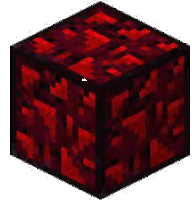 a minecraft block with red bricks on it is sitting on a white background .