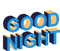 the word good night is written in blue and yellow