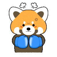 a cartoon illustration of a red panda holding boxing gloves