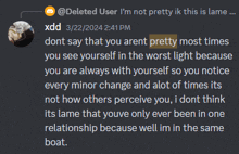 a screenshot of a conversation between deleted user and xddd