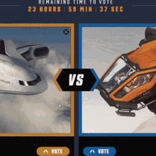 a screen shows a plane and a vehicle and says remaining time to vote 23 hours 59 mins 37 sec