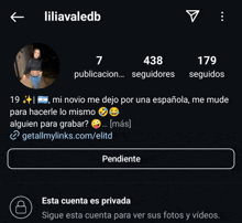 a screenshot of liliavaledb 's instagram page with a picture of a woman