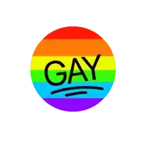 a rainbow colored circle with the word gay in the center