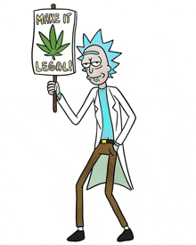 a cartoon character is holding a sign that says `` make it legal '' .