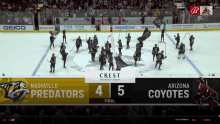 nashville predators and arizona coyotes playing a hockey game