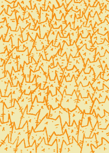 a yellow background with a pattern of orange arrows