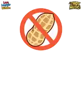 a cartoon of a girl holding a peanut in a do not peanut sign