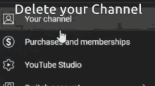 a screen that says appearance device theme delete your channel