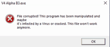 a computer screen shows a message that says file corrupted