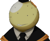 a man in a suit and tie has a cartoon face on his head