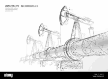 a row of oil pumps are connected to each other by pipes .