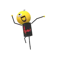 a yellow stick figure with a black shirt that says quot