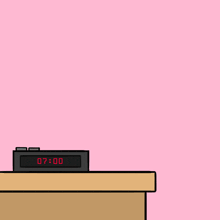 a cartoon otter is looking at a clock that says 7:00