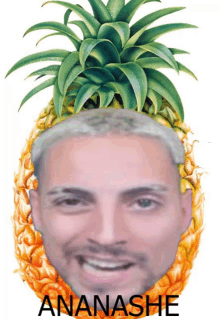 a picture of a man with a pineapple on his head and the word ananashe underneath