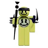 a yellow robot with a smiley face on his head