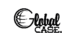 a black and white logo for global case with a globe in the middle