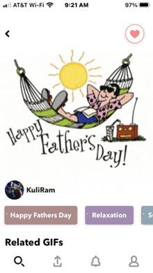 a happy father 's day greeting card with a man in a hammock