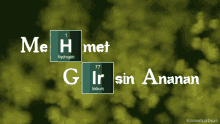 a periodic table showing the elements me h met hydrogen and g ir sin ananan