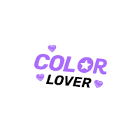 a logo that says color lover with purple hearts around it