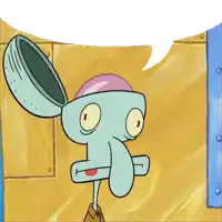 a cartoon of squidward from spongebob squarepants with a speech bubble behind him