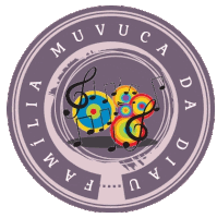 a purple circle with music notes in it and the words familia muvca diau