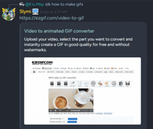 a twitter post about how to make gifs with a picture of a cup of coffee