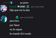 a screenshot of a conversation with azure and leao