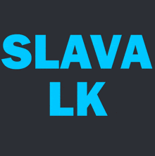 a black background with the words slava lk in blue letters