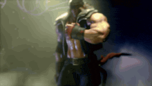 a blurred image of a man with a belt that says ' a ' on it
