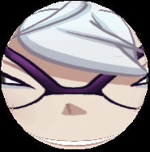 a pixel art drawing of a person wearing glasses and a white hat