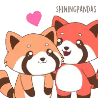 a couple of pandas standing next to each other with the words shiningpandas written above them