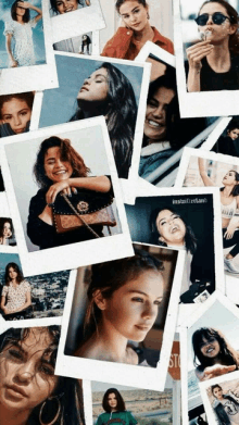 a collage of photos of selena gomez shows her smoking a cigarette and smiling