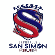 a logo for caporales san simon shows a red and blue s on a shield