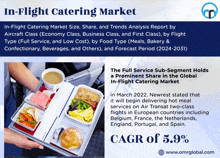 a person holding a tray of food with the words in flight catering market on the bottom