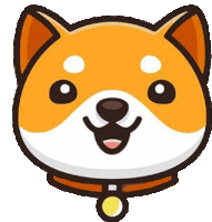 a cartoon shiba inu dog wearing a collar and a pendant .