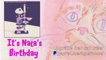 a cat tree with the words it 's nala 's birthday