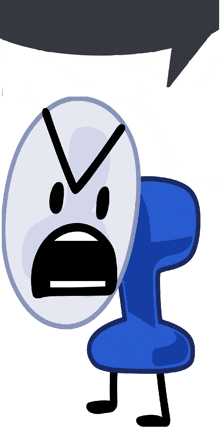 a cartoon drawing of a pin with an angry face and a speech bubble