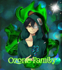 a picture of a boy with the words ozone family written below him