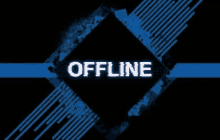 the word offline is displayed on a blue and black background