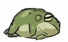 a cartoon of a frog laying down with its eyes closed .