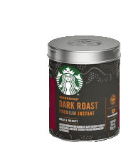 a can of starbucks dark roast premium instant coffee on a white background