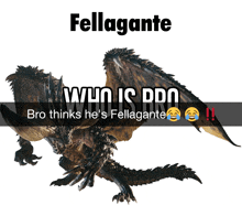 a picture of a dragon that says fellagante who is pro bro thinks he 's fellagante