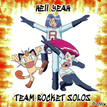 a team rocket solos poster with a cat