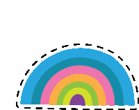 a cut out of a rainbow with a black outline