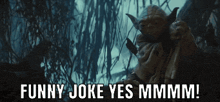 a funny joke yes mmmm is displayed on a screen